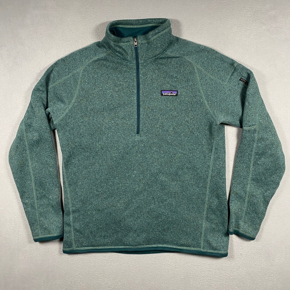 Patagonia Better Sweater Pullover Women Large Green 1/4 Zip Fleece STY25618